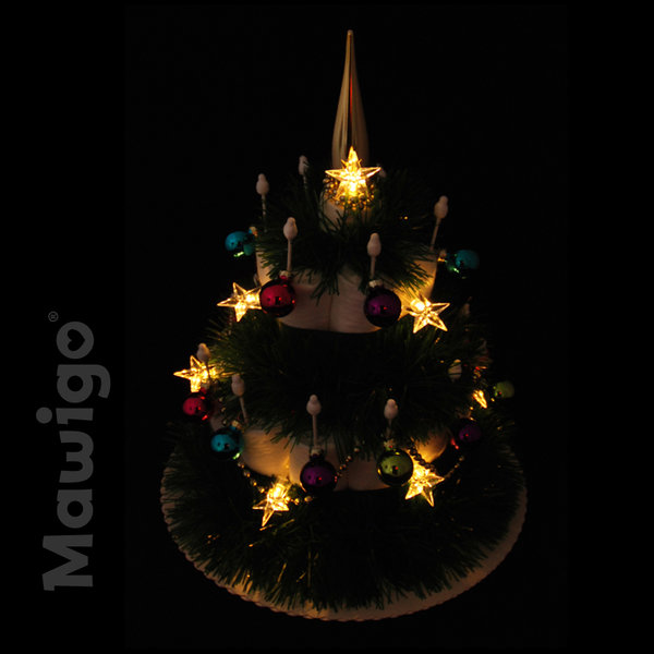 3-stöckiges Windelchristbäumchen "Petra", bunt-gold, Geschenk zu Weihnachten, neutral, Windeltorte